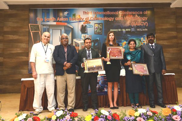 Professor Natti Ronel, Professor P. Madhava Soma Sundaram and Dr. K. Jaishankar with the award winners