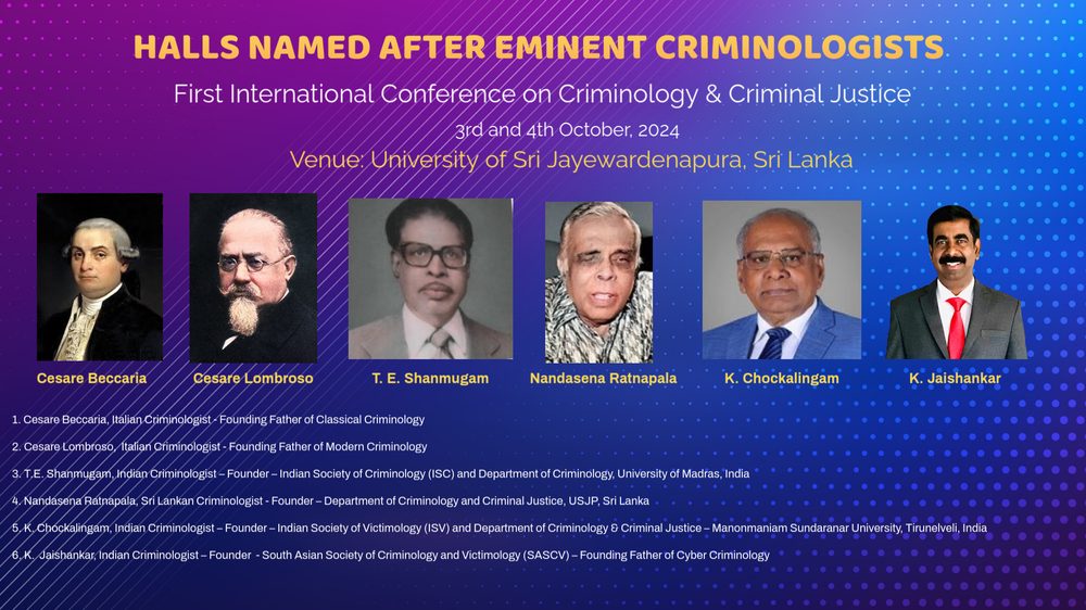 Conference halls named after eminent criminologists